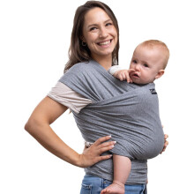 CuddleBug Handsfree Soft Elastic Baby Sling for Infants and Young Children Weighing 3-15kg Universal Size Good Hip Positioning (Grey)