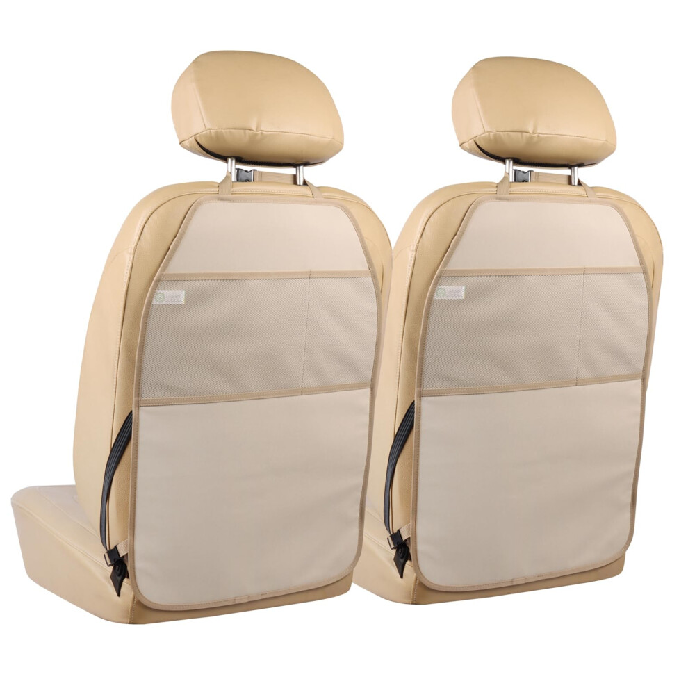 Viaviat Car Seat Protector Large Kick Mat 2 Pack Durable Water Resistant Auto Seat Back Covers With 2 Mesh Pockets Protection Against Dust Mud