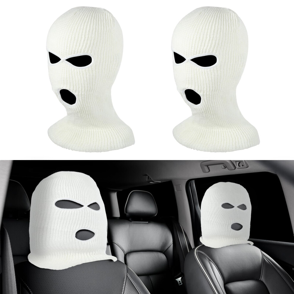 2Pcs Funny Car Headrest Cover, Personalized Face Mask, Hat For Seat Headcover Spoof Face, Head Rest Protector, Breathable For Most Cars (White) White Jieyao