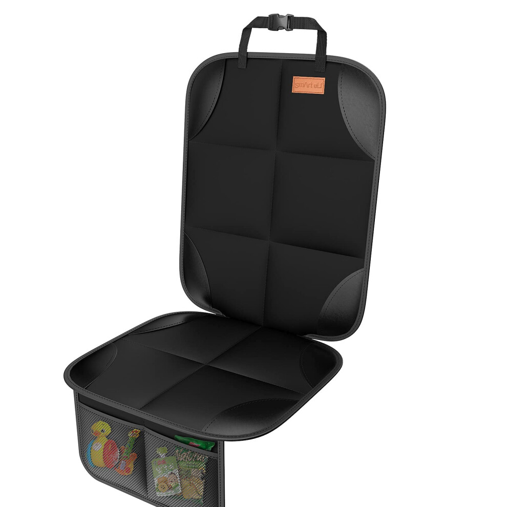 Smart Elf Car Seat Protector - 600D Oxford Fabric Waterproof Seat Cover For Child Seats & Pets, Universal Size 18.5X23 Inch With Mesh Pocket, Non-Slip