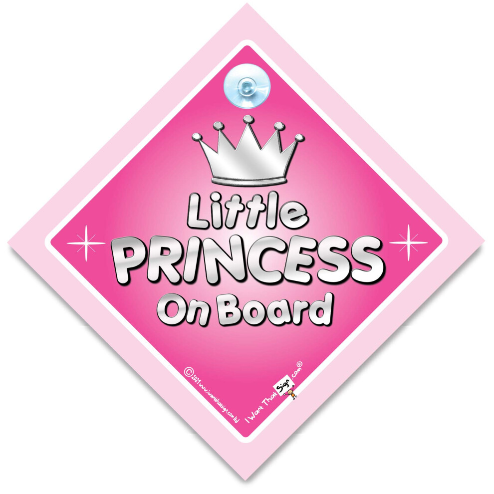 Little Princess On Board Sign, Baby On Board Sign For Princesses, Text Princess Car Sign, Child On Board Car Sign To Deter Tailgating 14Cm X Silver 5051226065149