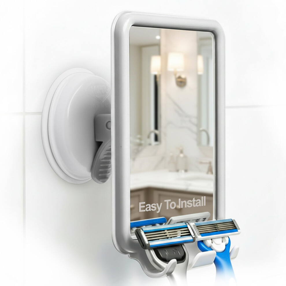 Safe-Er-Grip Changing Lifestyles Shower Mirror With 2 Razor Hooks
