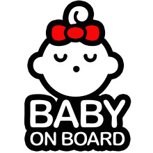 Baby on Board Sticker - Safety Caution Decal Sign Stickers for Cars Windows Bumpers - Sleeping Baby Girl ALI-021