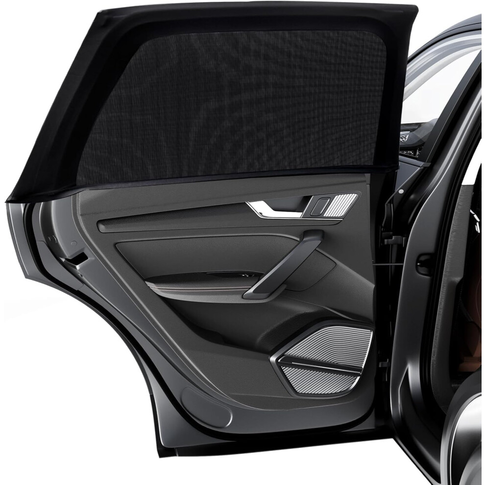 Peyou Car Window Shades For Baby 2 Pack, Stretchable & Breathable Spandex Rear Side Car Sun Shade For Camping, Blocks Uv Rays & Sun Glare For