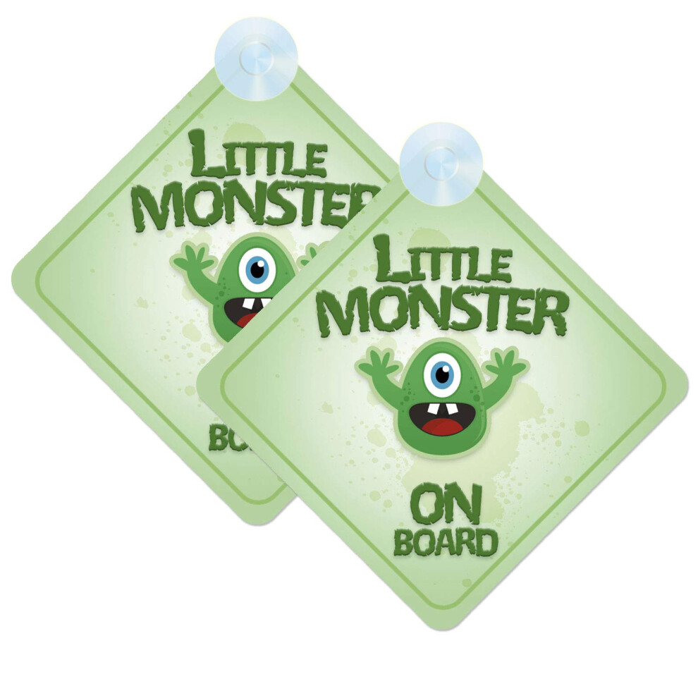 Little Monster Baby On Board Sign For Car Twin Pack 2Pcs Kids Safety Warning Car Signs 5051226065828