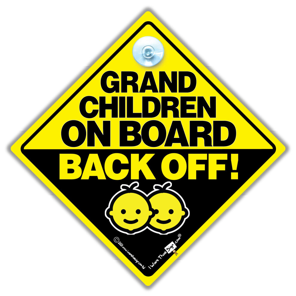 Grandchildren On Board Back Off Car Sign, Baby On Board Sign, 14Cm X14cm 5051226066153