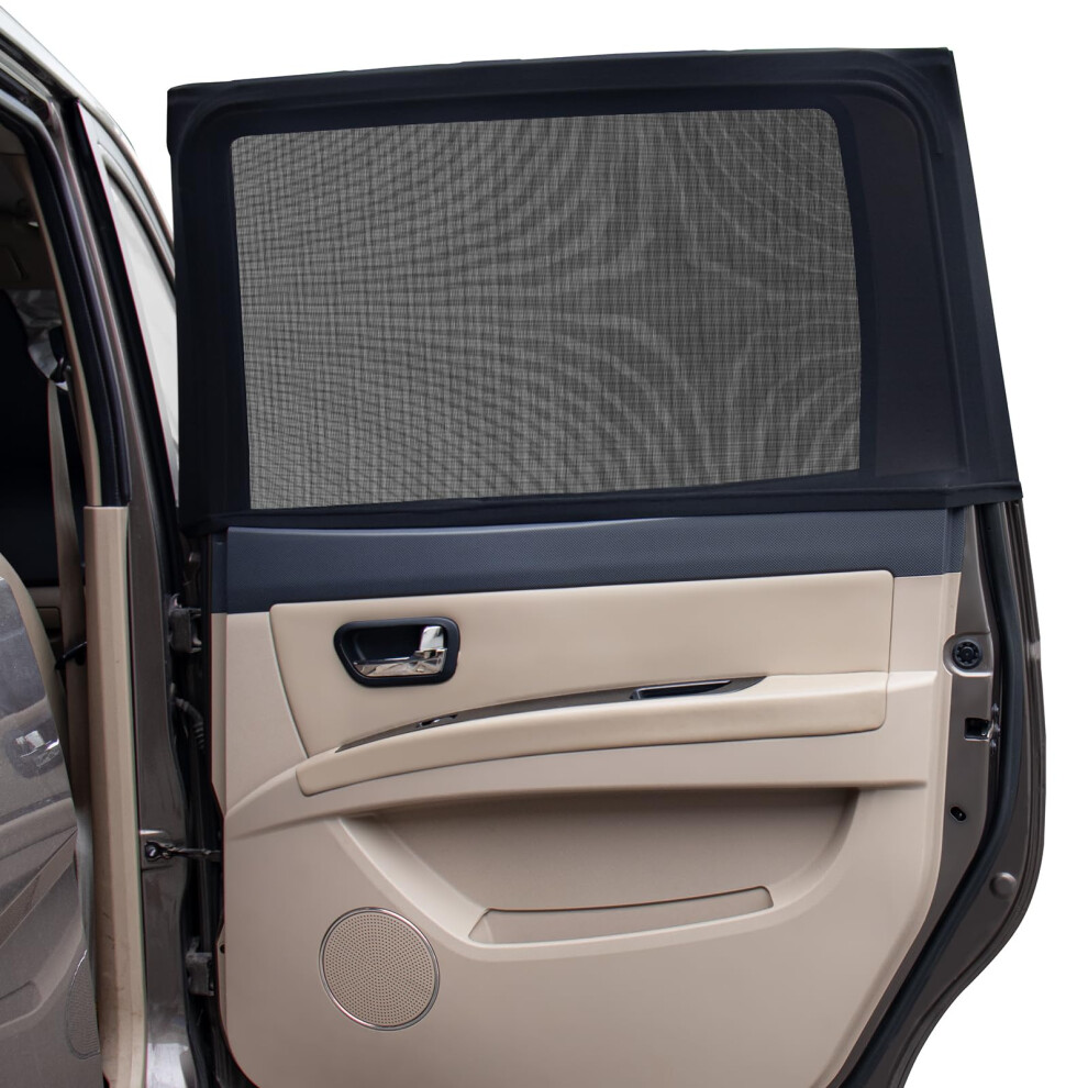 Peyou Car Window Shades For Baby 2 Pack, Stretchable & Breathable Spandex Rear Side Car Sun Shade For Camping, Blocks Uv Rays & Sun Glare For
