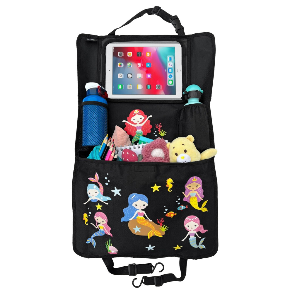 Heckbo 1X Children?S Car Back Seat Protector Organiser With Adjustable Tablet Holder Incl. Touch Screen Cover For Tablets Up To 20" ? Mermaid Design ? 5051226066559