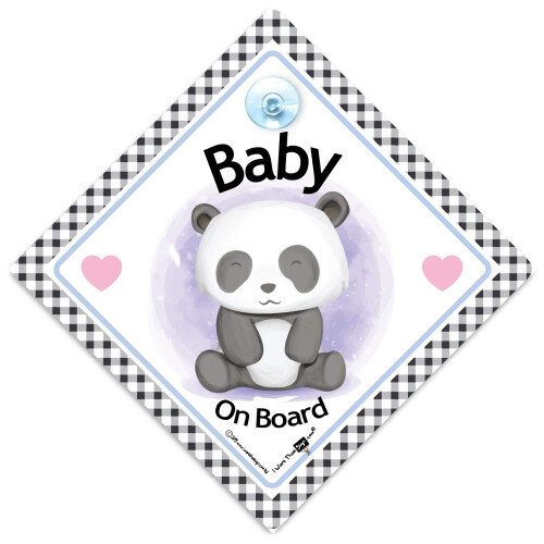 Panda Baby on Board Sign 14cm Includes a Suction Cup