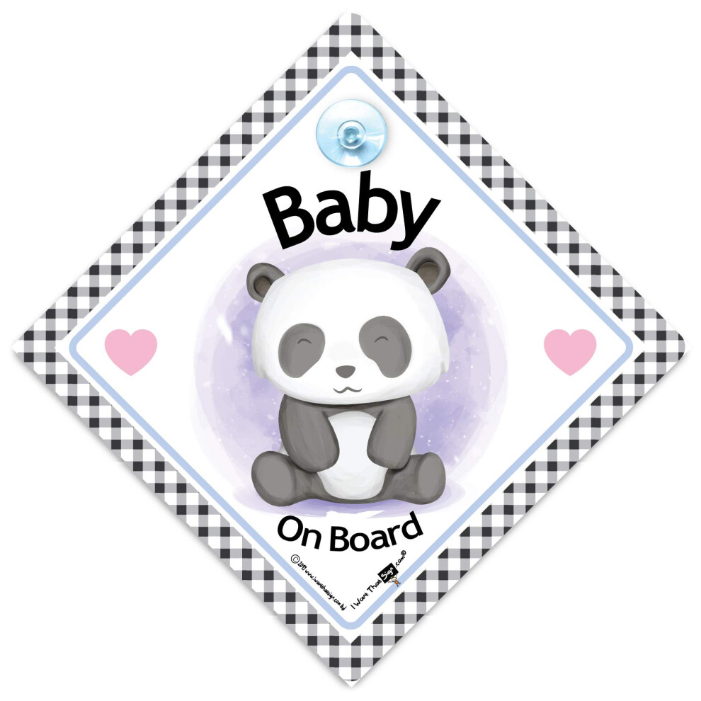 Panda Baby On Board Sign 14Cm Includes A Suction Cup 5051226066023