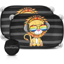 Car Window Shades for Baby - Protect from UV Rays - With Suction Cups in Size 48 x 30 cm - Lion Design - Pack of 2