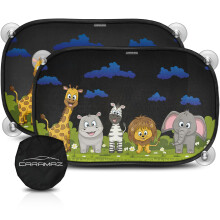 Car Window Shades for Baby - Protect from UV Rays - With Suction Cups in Size 48 x 30 cm - Animal Design - Pack of 2