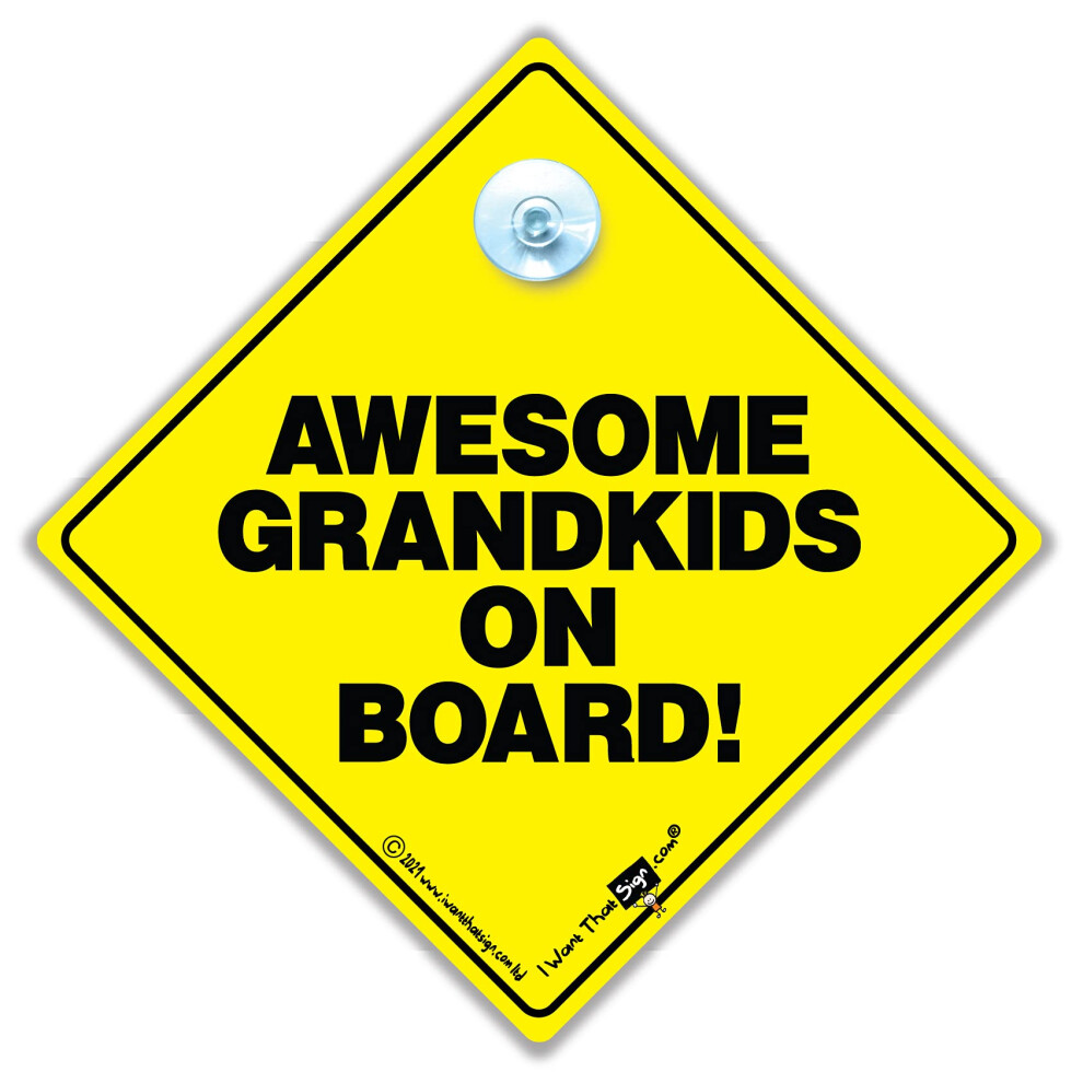 Awesome Grandkids On Board Car Sign, Suction Cup Baby Car Sign 5051226066047