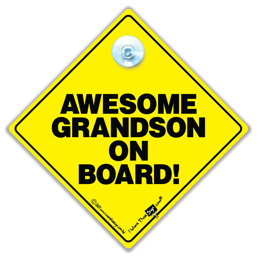 Awesome Grandson On Board Car Sign, Baby On Board Sign 5051226065255