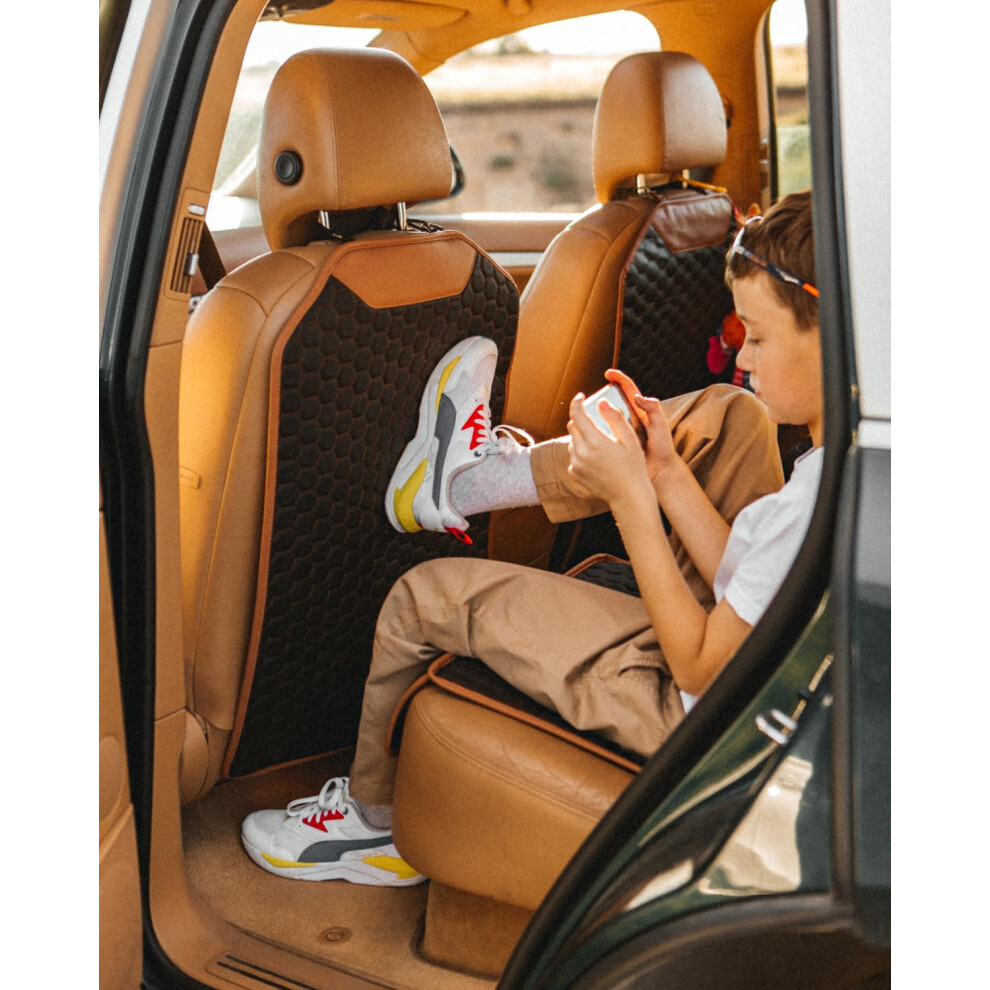 Owleys Kick Mats Back Seat Protector Seat Back Protectors Back Of Driver Seat Kick Mat Car Seat Cover For Kids Feet (Hexy One)