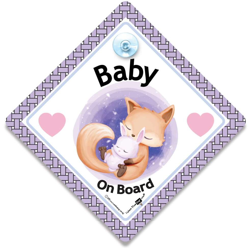 Baby On Board Sign, Baby Fox Car Sign, Baby On Board Sign, Grandchild On Board Car Window Sign Designed To Let Other Road Users Baby Is In The Car, 14 5051226065040