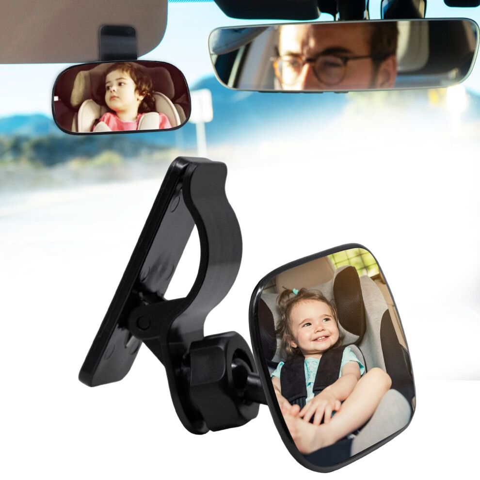 Baby Car Mirror 360? Adjustable Rear View Mirror, Shatterproof Baby Safety Rearview Mirror With Clip, Rearview Wide Angle Convex Mirror To See Rear Jjyhehot