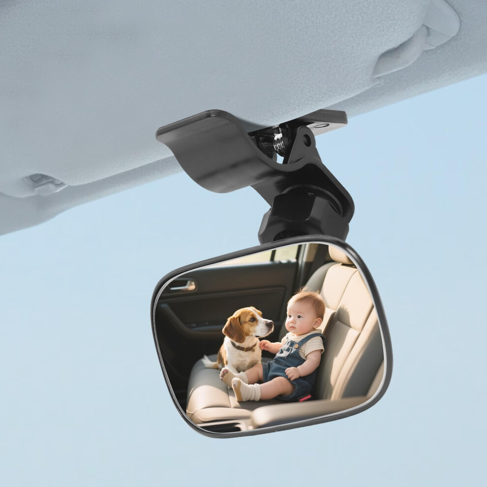 Car Interior Universal Wide Angle Convex Rearview Mirror For Baby, 360? Adjustable Clip On View For Infant Toddler Child Backseat (Black) Black Nwpangu