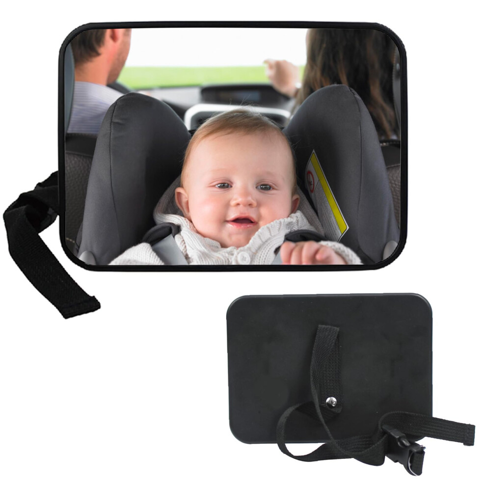 Fykero Baby Car Seat Mirror - Car Mirror For Baby, Babies Rear View Mirror For Car Back Seat, Adjustable Straps, See Infant In Vehicle, Newborn Essentials
