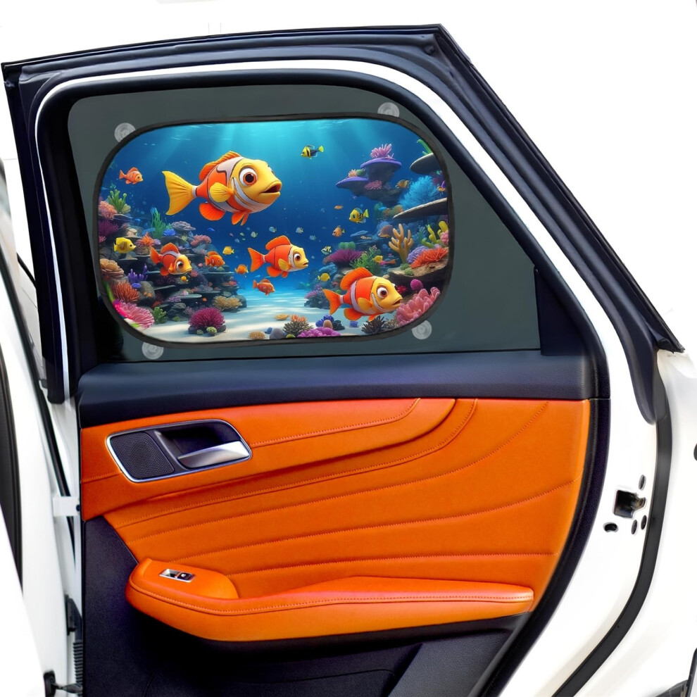 Jellybabababy Car Window Shades For Baby | Cooling Uv Protector For Kids & Pets | Optimal Darkness With Suction Cups In Universal Size 51 X 31 Cm |