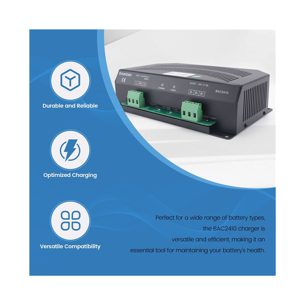 Smartgen Bac2410 Battery Charger 24V 10A - Advanced Float Charging Technology For Efficient Battery Maintenance 6032556352757