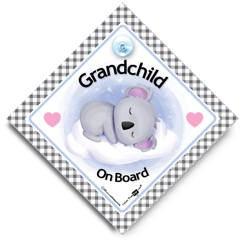 Grandchild Koala On Board Sign, Baby On Board Style Suction Cup Car Window Sign 5051226068959