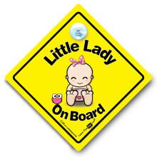Little Lady On Board Car Sign, Baby on Board Sign Style Suction Cup Baby Sign