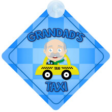 Grandad's Taxi Blue Car Sign Funny Novelty Gift/Present Baby on Board Style Sign