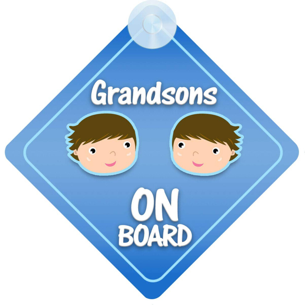Mybabyonboard Uk Grandsons On Board Car Sign For Children/Baby Boys Non Personalised Character Theme 5051226068447