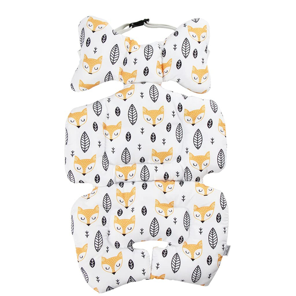 Infant Car Seat Insert, Baby Stroller Liner Head And Body Support Pillow, Infant Seat Pad Carseat Neck Support Cushion For Toddler, Fox Yellow Kakiblin