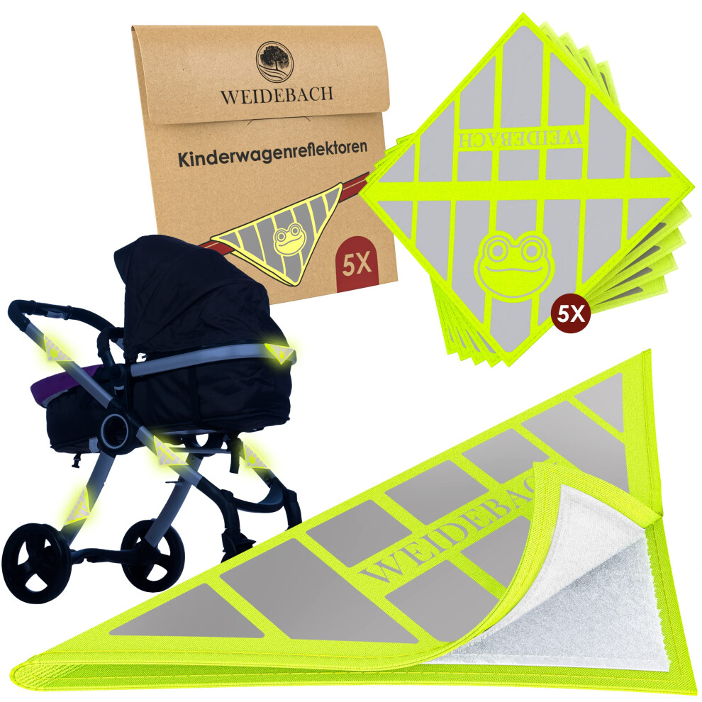 Weidebach? 5X Highly Reflective Pram Reflectors With Funny Frog Print, Reflective Stickers Velcro Fastener For Universal Use, Maximum Safety In The 5051226071232