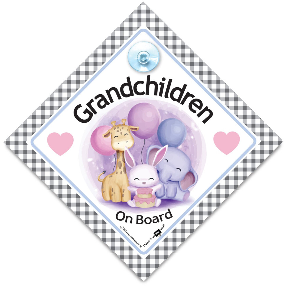 Grandchildren On Board Car Sign With Suction Cup, 14Cm, Baby In Car Notice 5051226066764