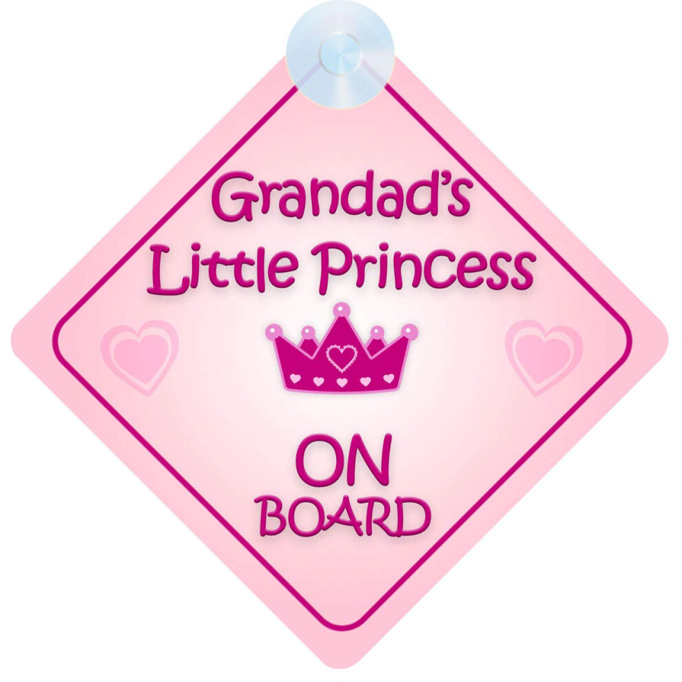 Qg Ltd Grandad Little Princess On Board Car Sign For Children/Baby Girls Non Personalised Character Theme 5051226072475