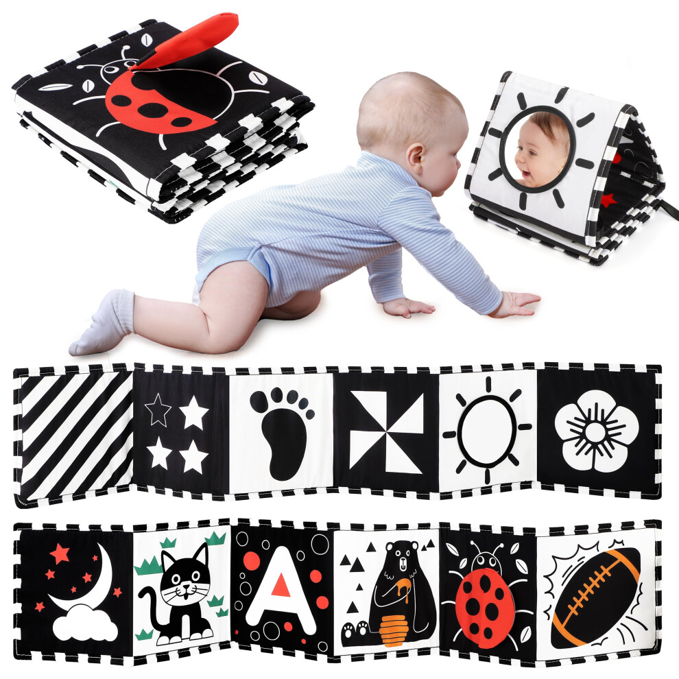 Urmywo Baby Toys 0-6 Months, Black And White Sensory Toys Brain Development, Tummy Time Toys, Soft Baby Book, Baby Essentials For Newborn 0-6-12