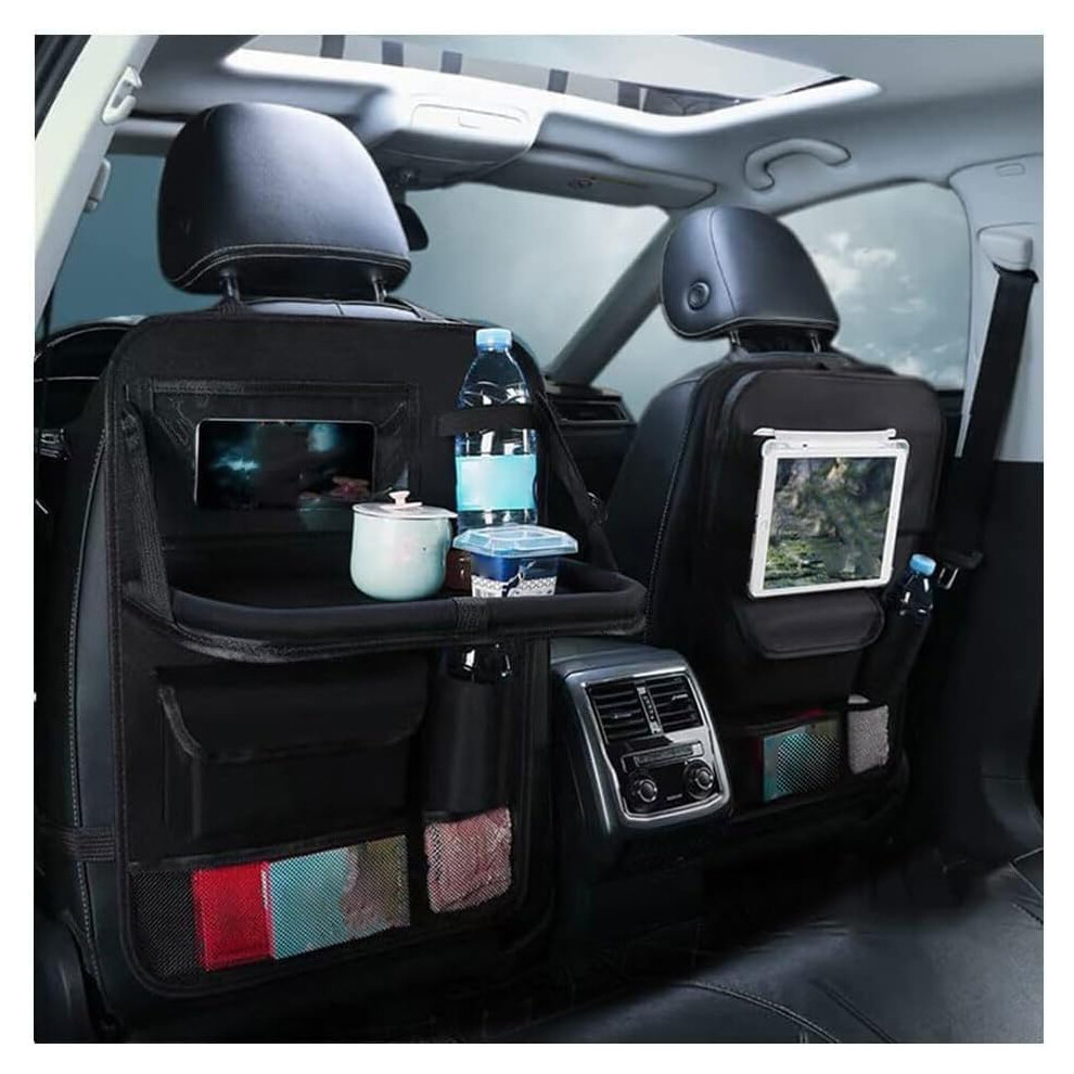 Car Seat Organiser 2Pcs Car Back Seat Kick Protector With Food Tray Touch Screen Tablet Holder Mats Kids Toy Storage Pockets Ideal For Organizing 5051226067365