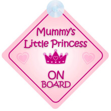mybabyonboard UK Mummy's Little Princess on Board Car Sign for Children/Baby Girls Non Personalised Character Theme