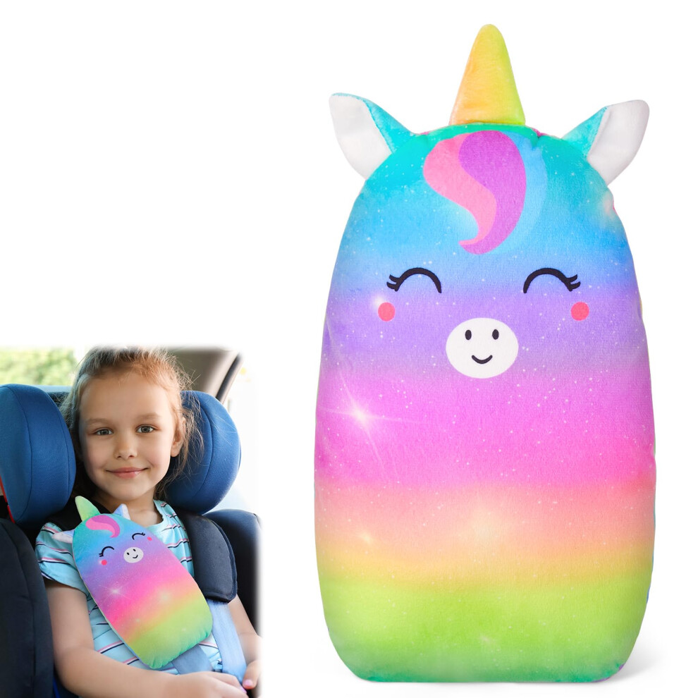 Mhjy Seat Belt Pads For Kids Cute Unicorn Car Pillow Seatbelt Strap Cover Comfortable Seat Belt Covers Head Neck Support For Toddlers Girls Boys