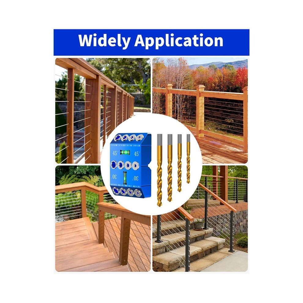 Aluminum 30/45/90 Angle Drill Guide Jig For Woodworking - Angled And Straight Hole Drilling With Bubble Level 4714078983832