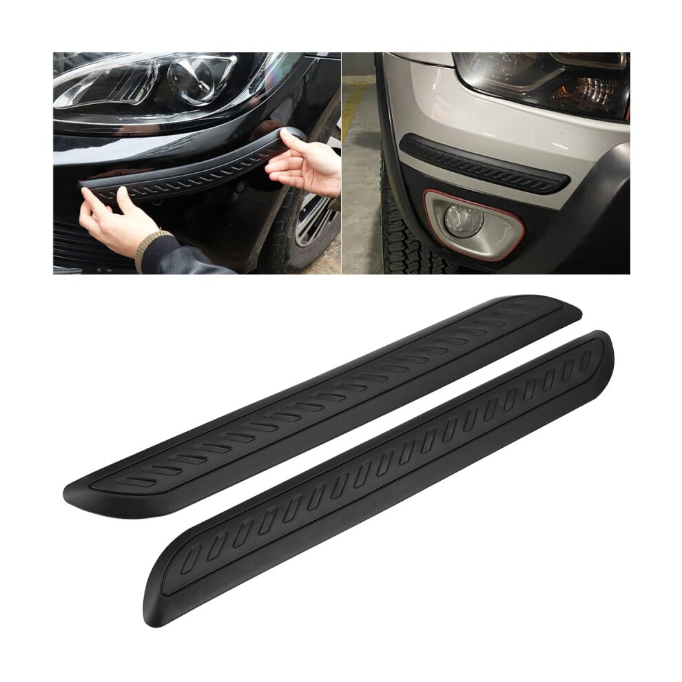 Jnnj 2Pcs Car Bumper Anti-Scratch Strips, Car Body Anti-Collision Stickers, Rubber Patch Strips For Edge Guard, Bumper Protector Anti-Wear Stickers, Black 5051226084119