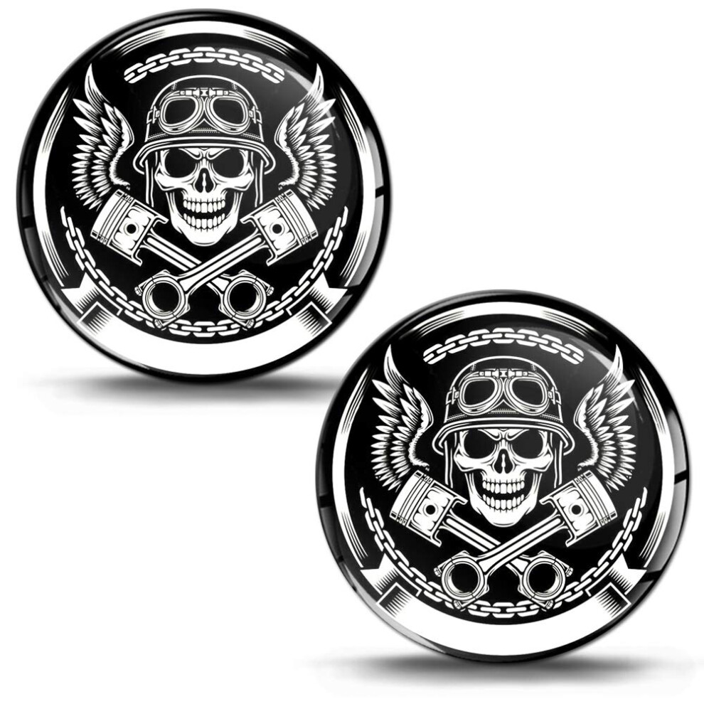 Skinoeu? 2 X 3D Gel Silicone Stickers Decals Skull Logo Emblem Badge Car Auto Moto Motorcycle Windows Door Pc Tablet Laptop Accessories Tuning Gift 5051226085598