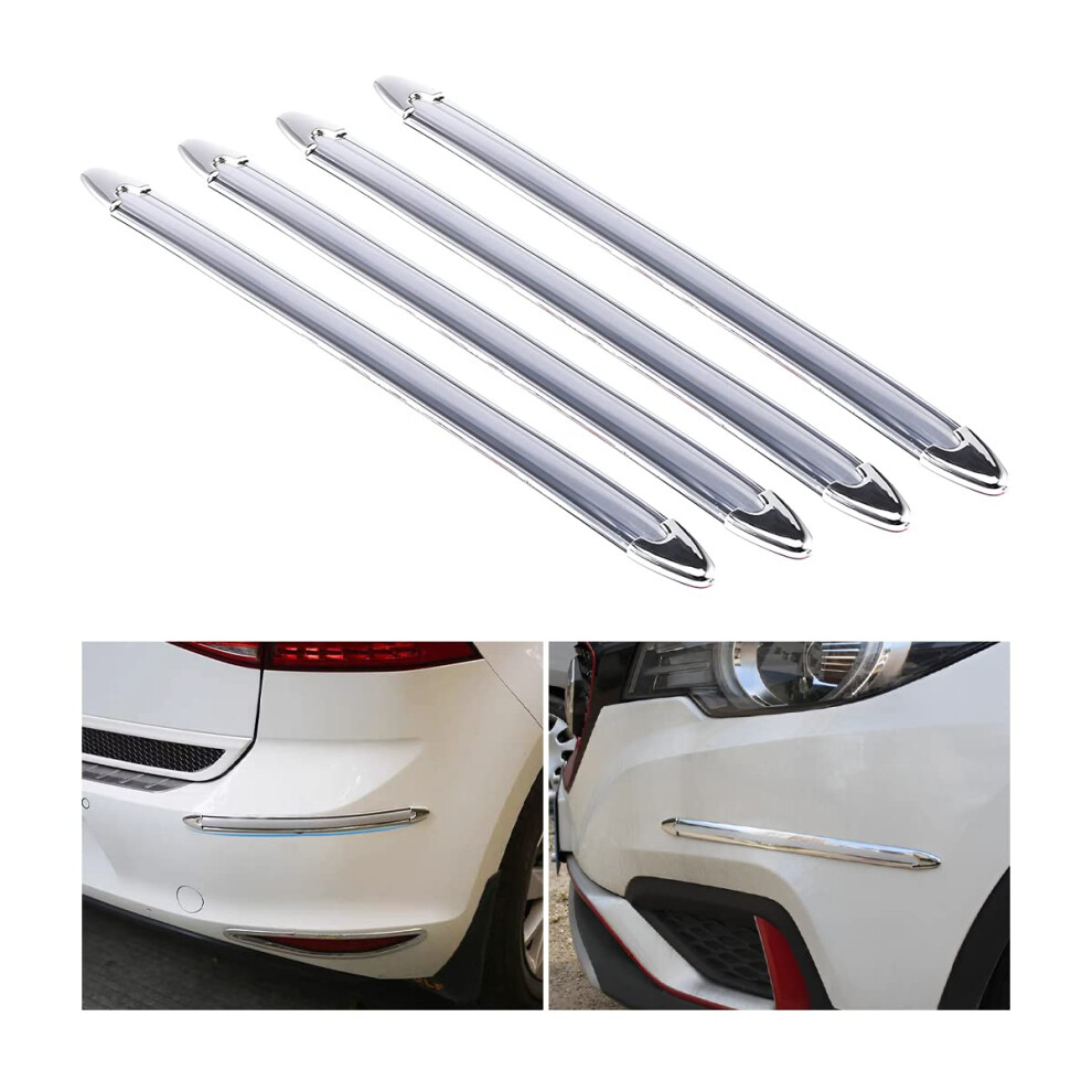 Jnnj 4Pcs Anti-Collision Strip Sticker, Universal Car Front Rear Corner Bumper Guard Protector, Car Door Edge Pvc Seal Anti-Collision Protector Strips Silver 5051226083525