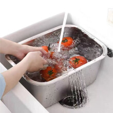 Bac à Vaisselle Portable, Bassine en Acier Inoxydable, Bac Multifonctionnel pour la Vaisselle et le Lavage des Légumes