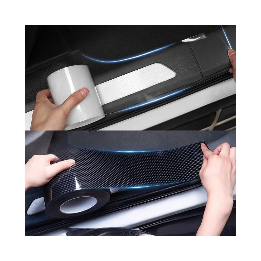 Qirc Car Door Sill Trim Strips, Carbon Fibre Auto Scratch Cover Sill Protector, Universal Wrap Film Anti Scratch Guard Bumper Sticker For 5051226081835