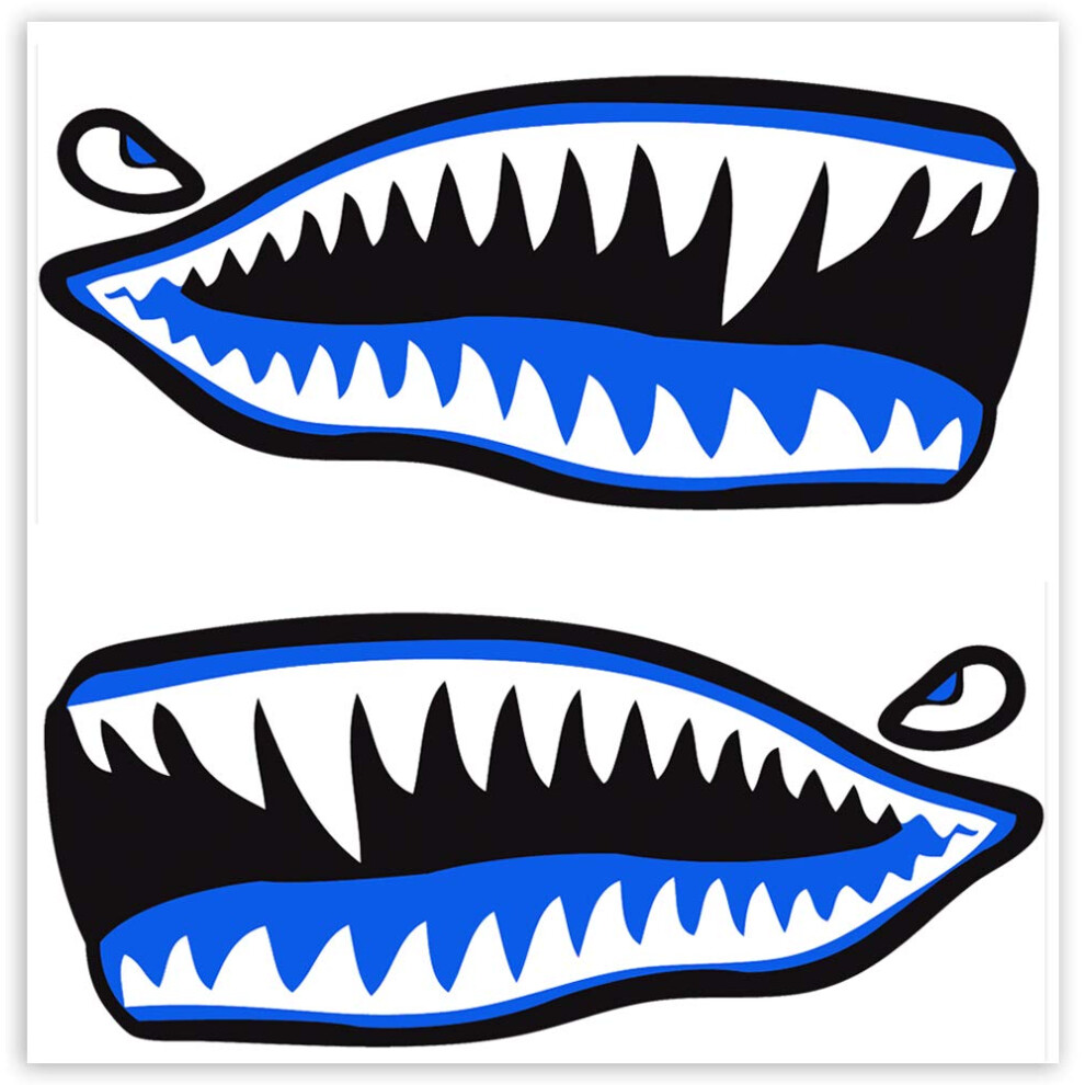 Skinoeu? 2 X Vinyl Stickers Shark Tooths Cartoon Funny Laptop Car Window Auto Moto Motorcycle Helmet Bike Skate Truck Racing Tuning B 63 Blue 5051226087271
