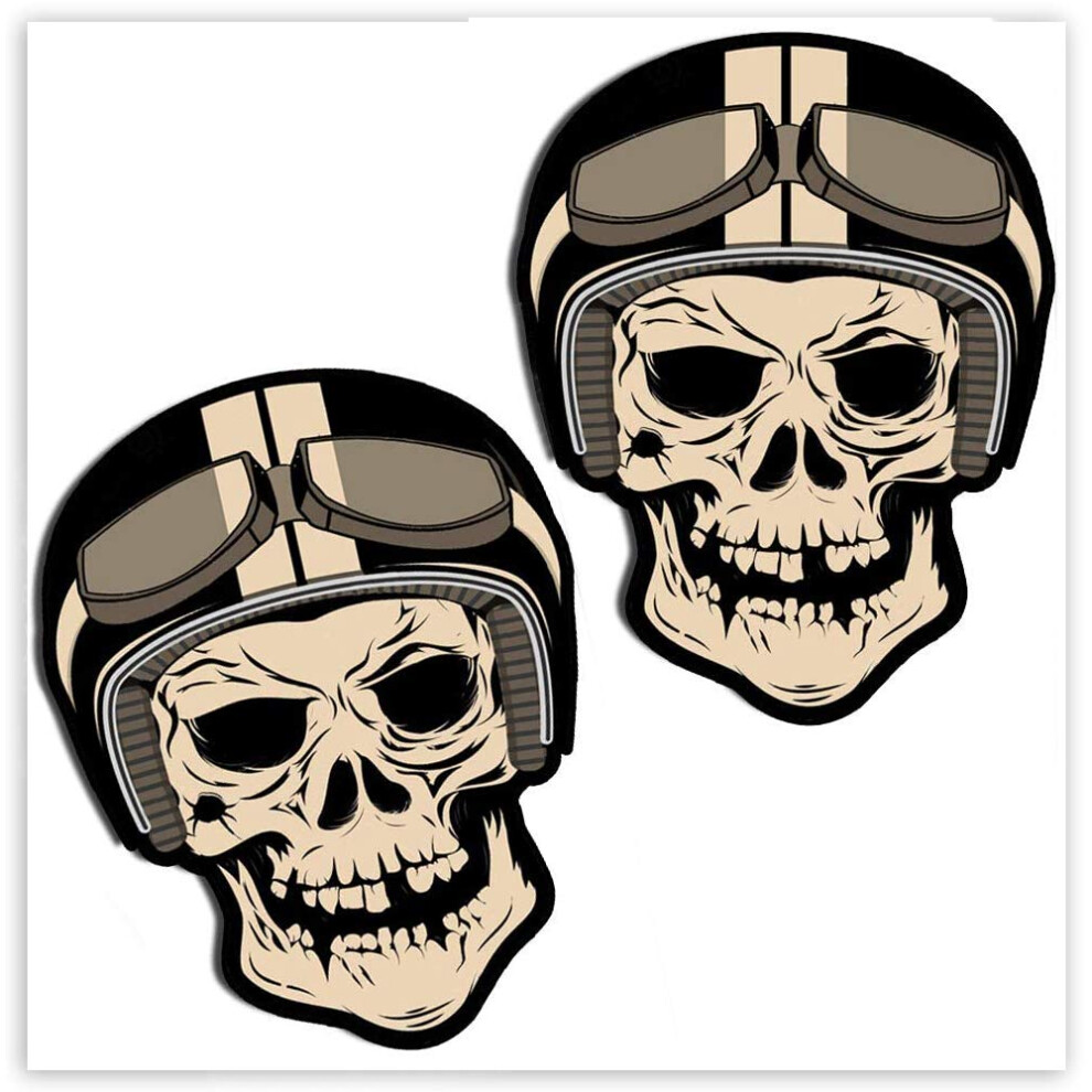 Skinoeu? 2 X Vinyl Self-Adhesive Stickers Skull Motorcycle Helmet Rider Laptop Ipad Car Window Auto Moto Motorcycle Helmet Bike Skate Truck Racing 5051226090882