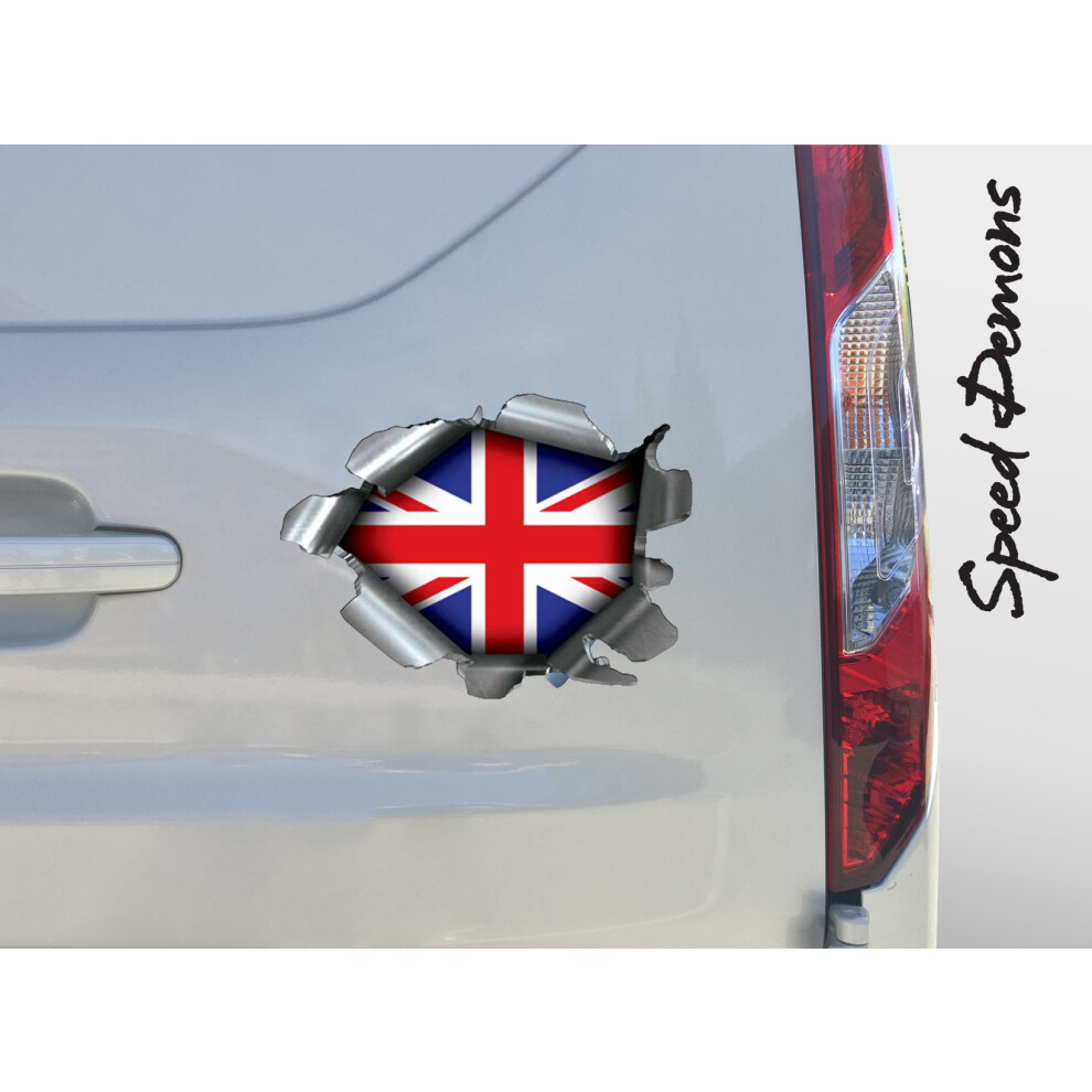 Extra Large Speed Demons Pride Burst Rip Torn Tear Sticker Graphic Self Adhesive For Any Surface Including Laptops And Cars - Union Jack Flag - 5051226089701