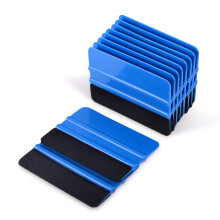 Ehdis? [10PCS Felt Edge Squeegee 4 Inch for Car Vinyl Scraper Decal Applicator Tool with Black Fabric Felt Edge - Blue PP Scraper