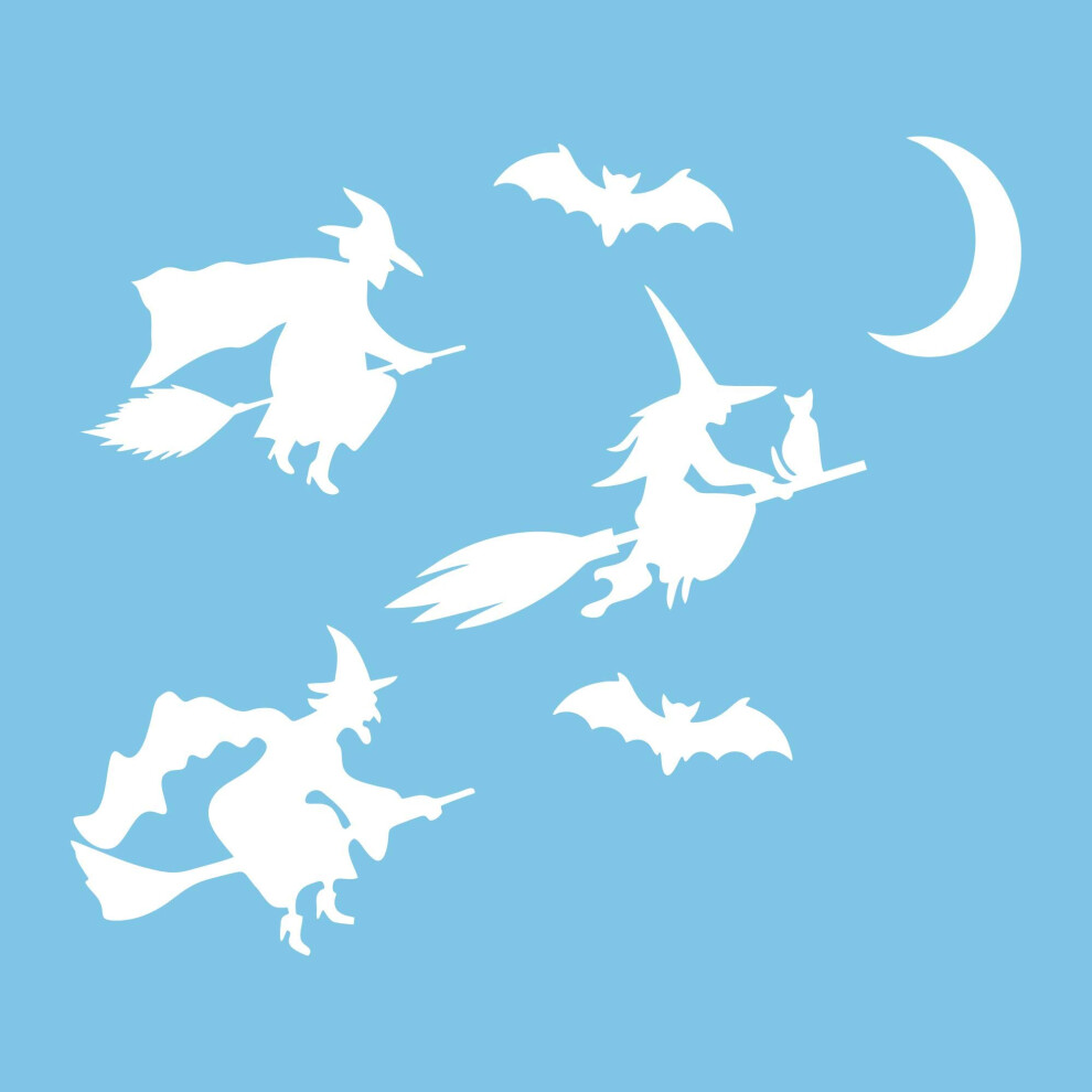 Autodomy Witches Moon Bats Stickers Pack 6 Units | Witch Car Sticker Or Motorcycle | Witch Halloween Decoration (White) White 5051226087509
