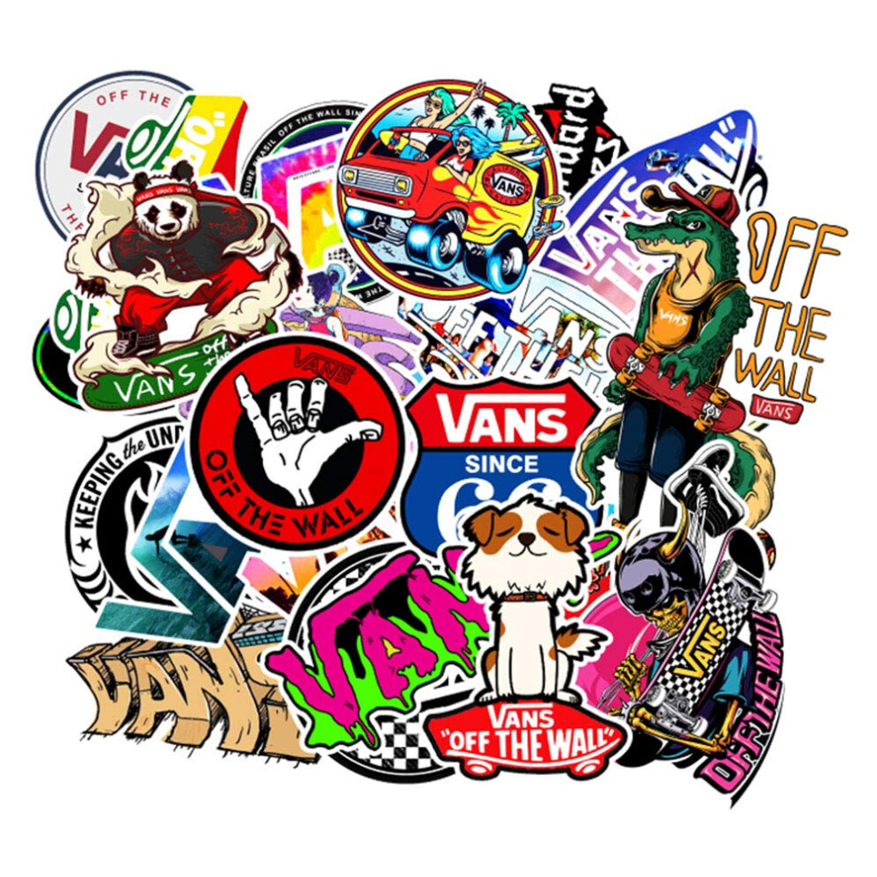 Vans Stickers Of 100 Pack, Waterproof Vinyl Sticker Decals For Surfboard Hydro Flask Water Bottle Snowboard Skateboard Car Bumper, Christmas New Year 5051226090400