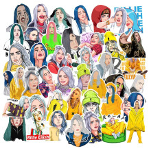 Laptop Stickers of Singer Billie Eilish, 53pcs Waterproof Vinyl Decals for Hydro Flask Guitar Notebook Luggage Travel Case Motorcycle Bumper Bike Pop